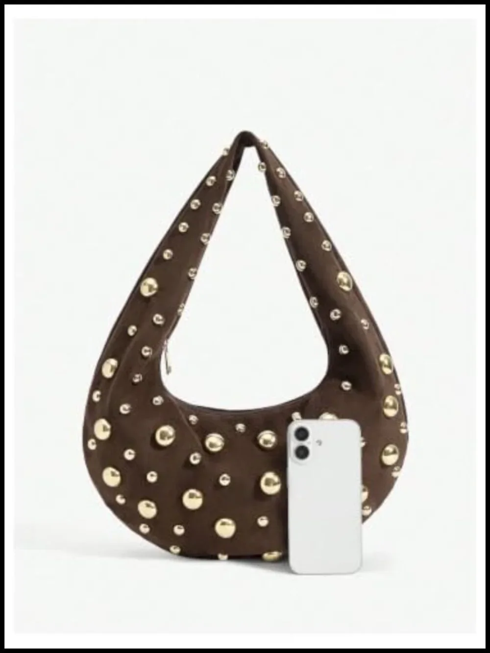 Suede Crescent Hobo Bag with Zipper Closure Top Handle Shoulder Purse